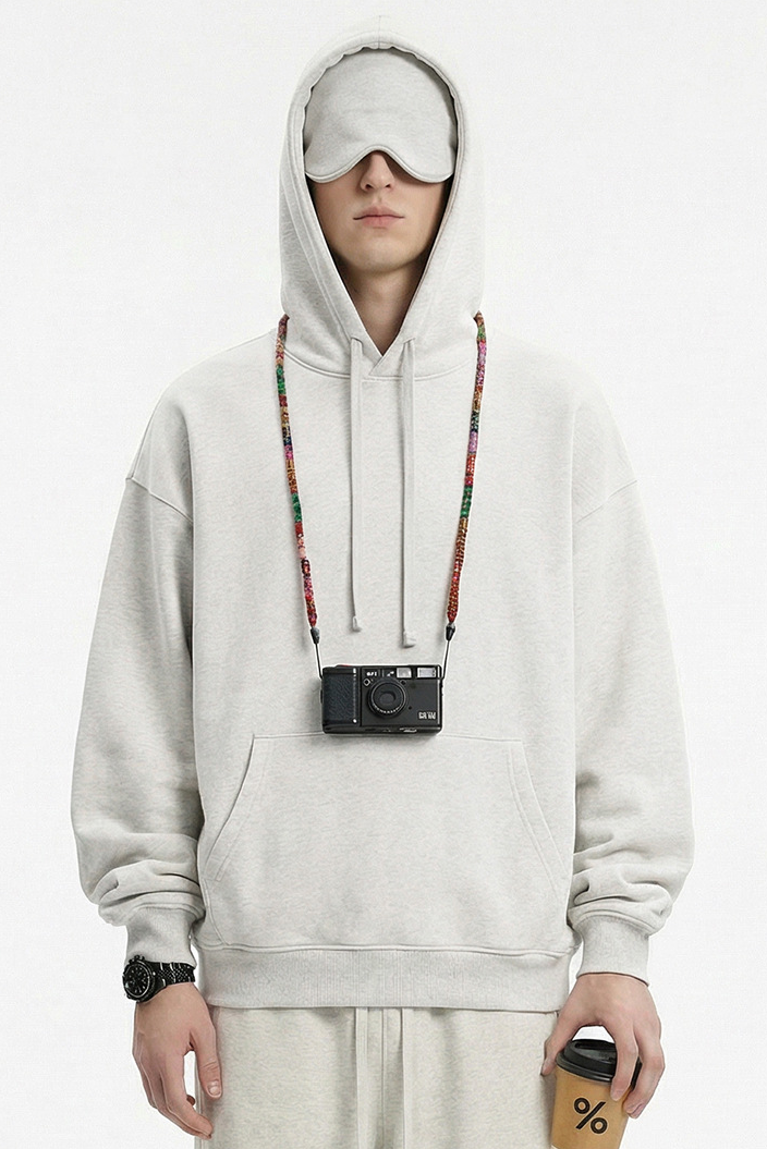 Men's cream hoodie front view